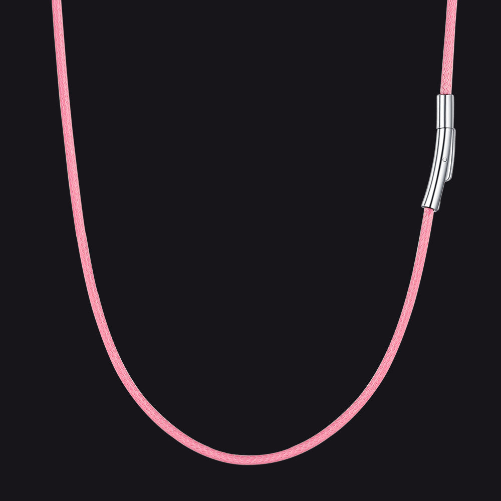 2/3mm Width Pink Braided Leather Necklaces for Women
