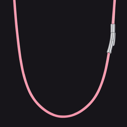 2/3mm Width Pink Braided Leather Necklaces for Women