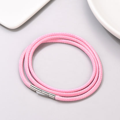 2/3mm Width Pink Braided Leather Necklaces for Women