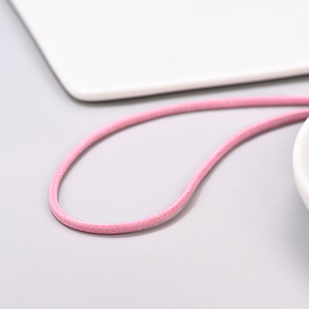 2/3mm Width Pink Braided Leather Necklaces for Women