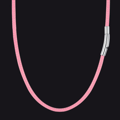 2/3mm Width Pink Braided Leather Necklaces for Women