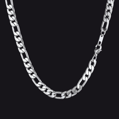 7mm silver stainless steel Figaro chain necklace for men and women