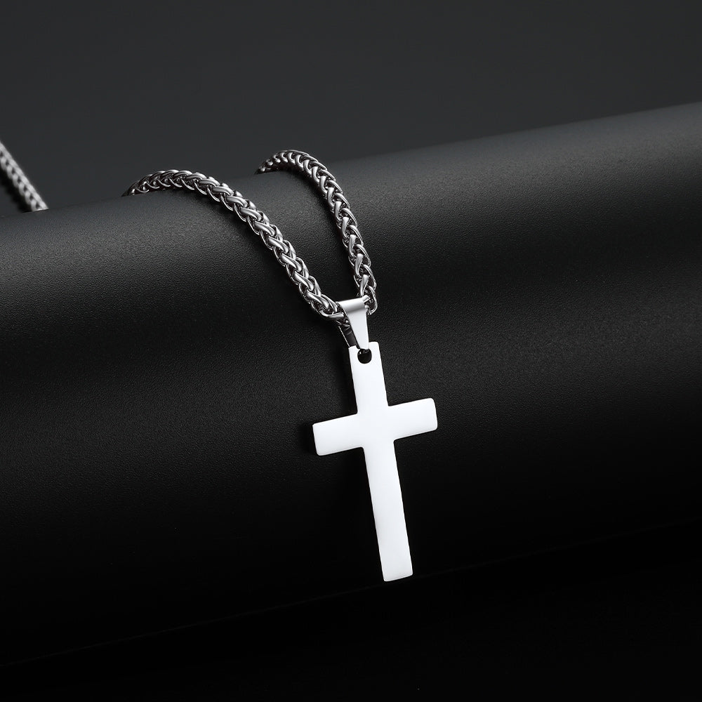 Miami Cuban Chain & Celtic Knot Cross Necklace Set for Men  