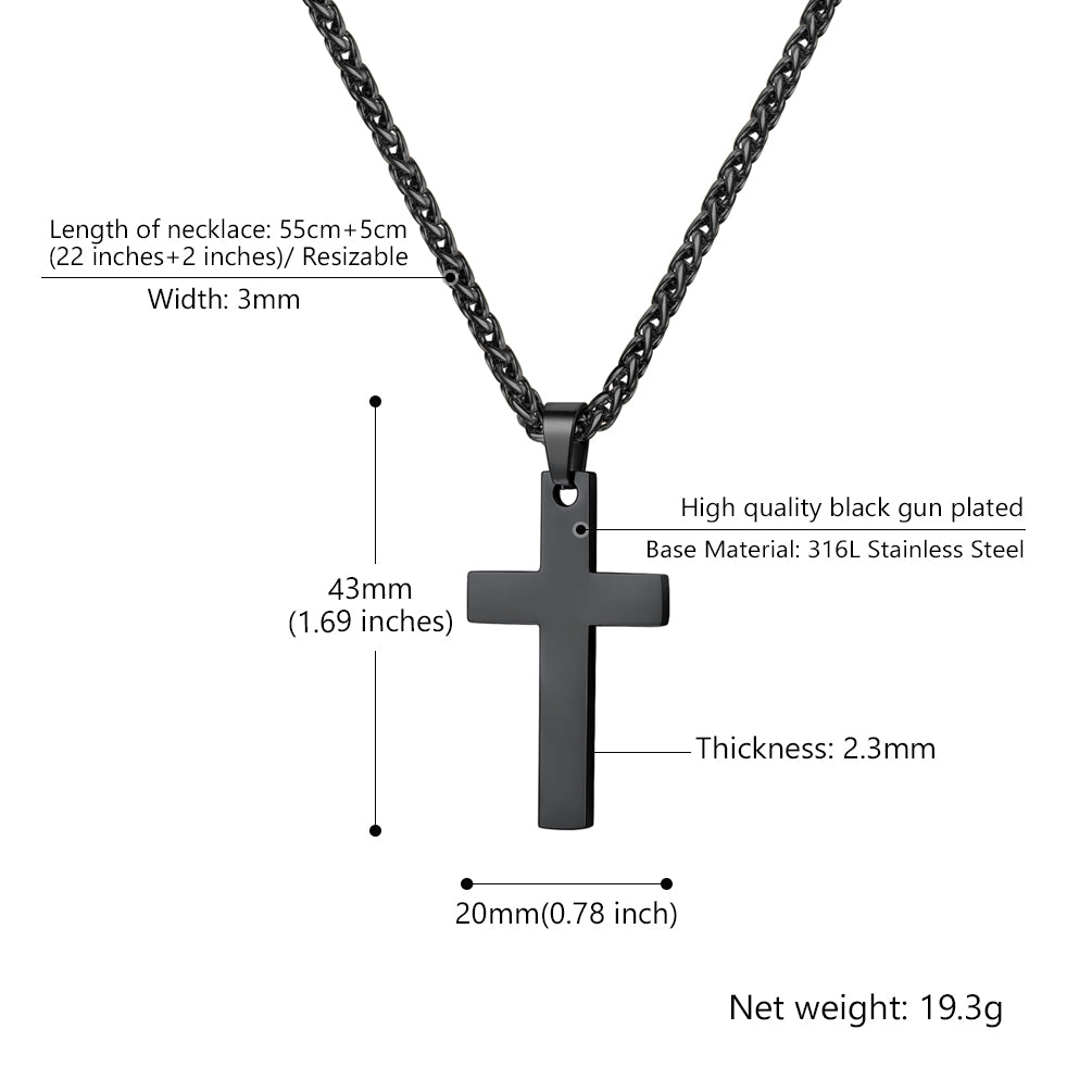 Black Cross Necklace Dimensions and Details