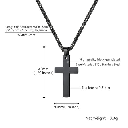 Stainless Steel Cross Pendant Necklace For Men