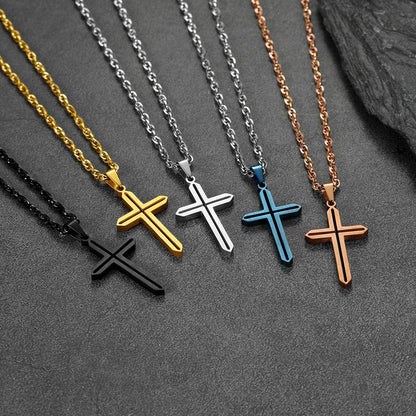 FaithHeart Minimalist Simple Cross Necklace For Men FaithHeart