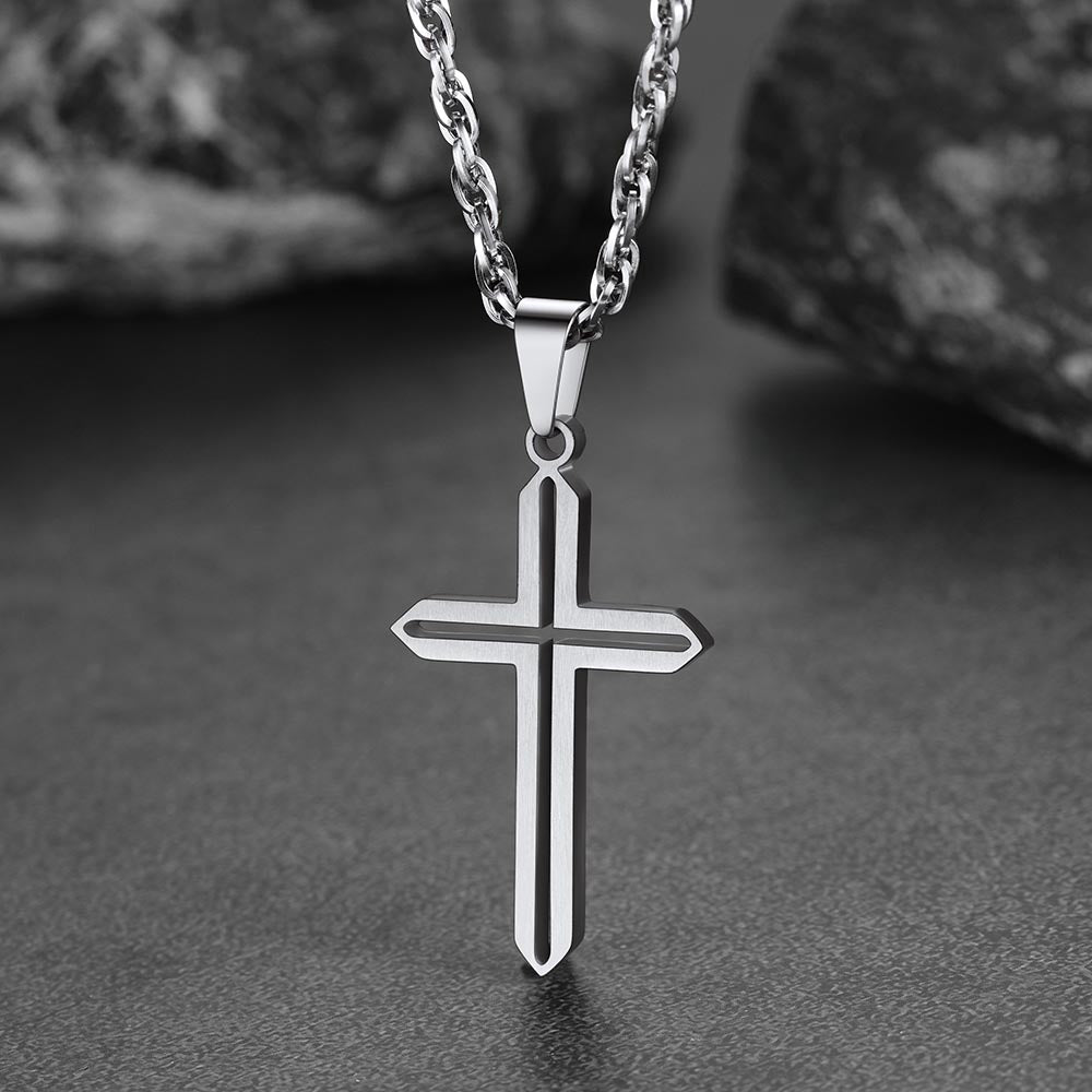 FaithHeart Minimalist Simple Cross Necklace For Men FaithHeart