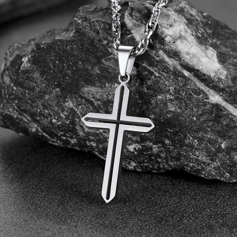 FaithHeart Minimalist Simple Cross Necklace For Men FaithHeart