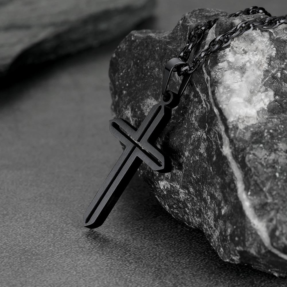 FaithHeart Minimalist Simple Cross Necklace For Men FaithHeart