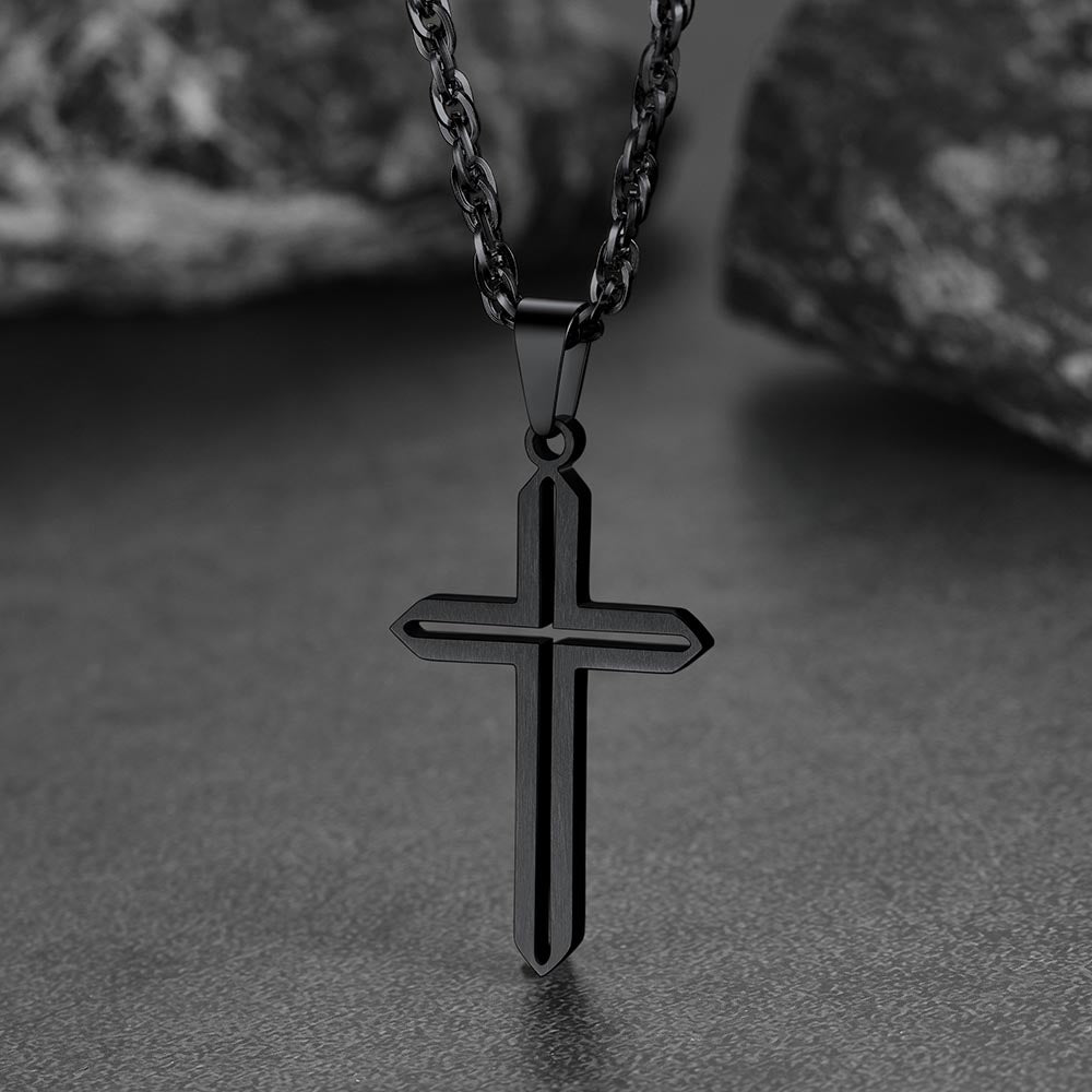 FaithHeart Minimalist Simple Cross Necklace For Men FaithHeart