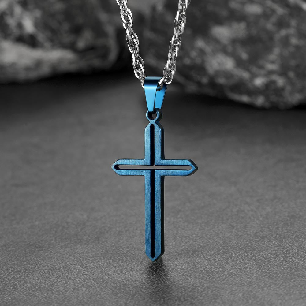 FaithHeart Minimalist Simple Cross Necklace For Men FaithHeart