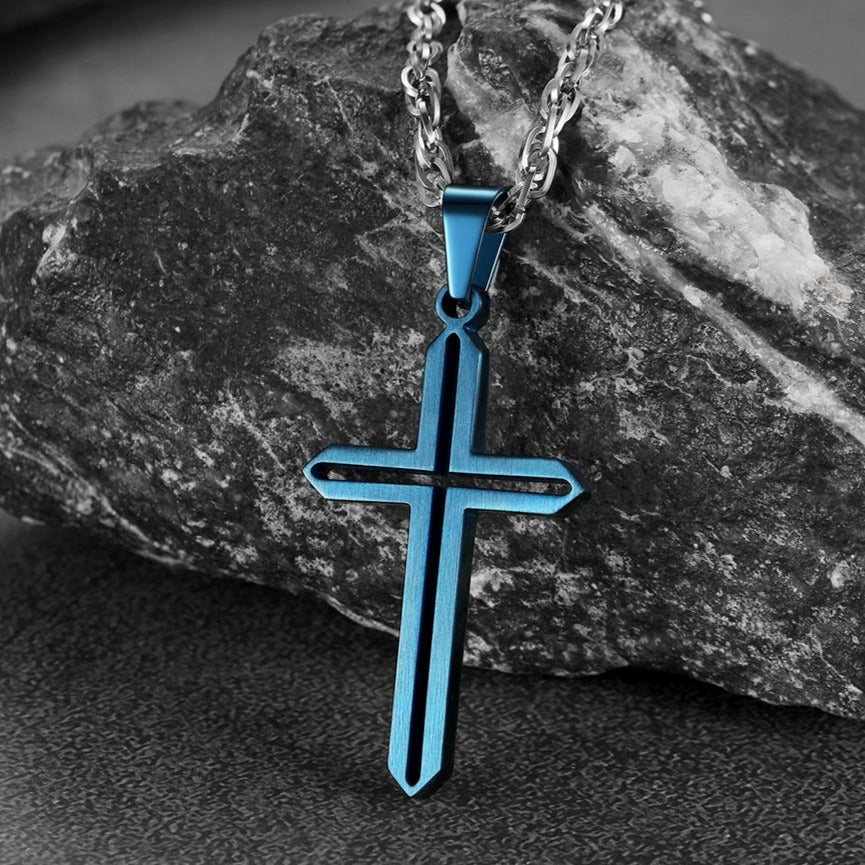 FaithHeart Minimalist Simple Cross Necklace For Men FaithHeart