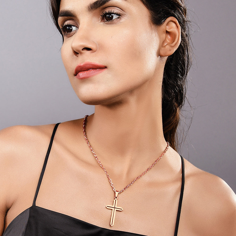 FaithHeart Minimalist Simple Cross Necklace For Men FaithHeart
