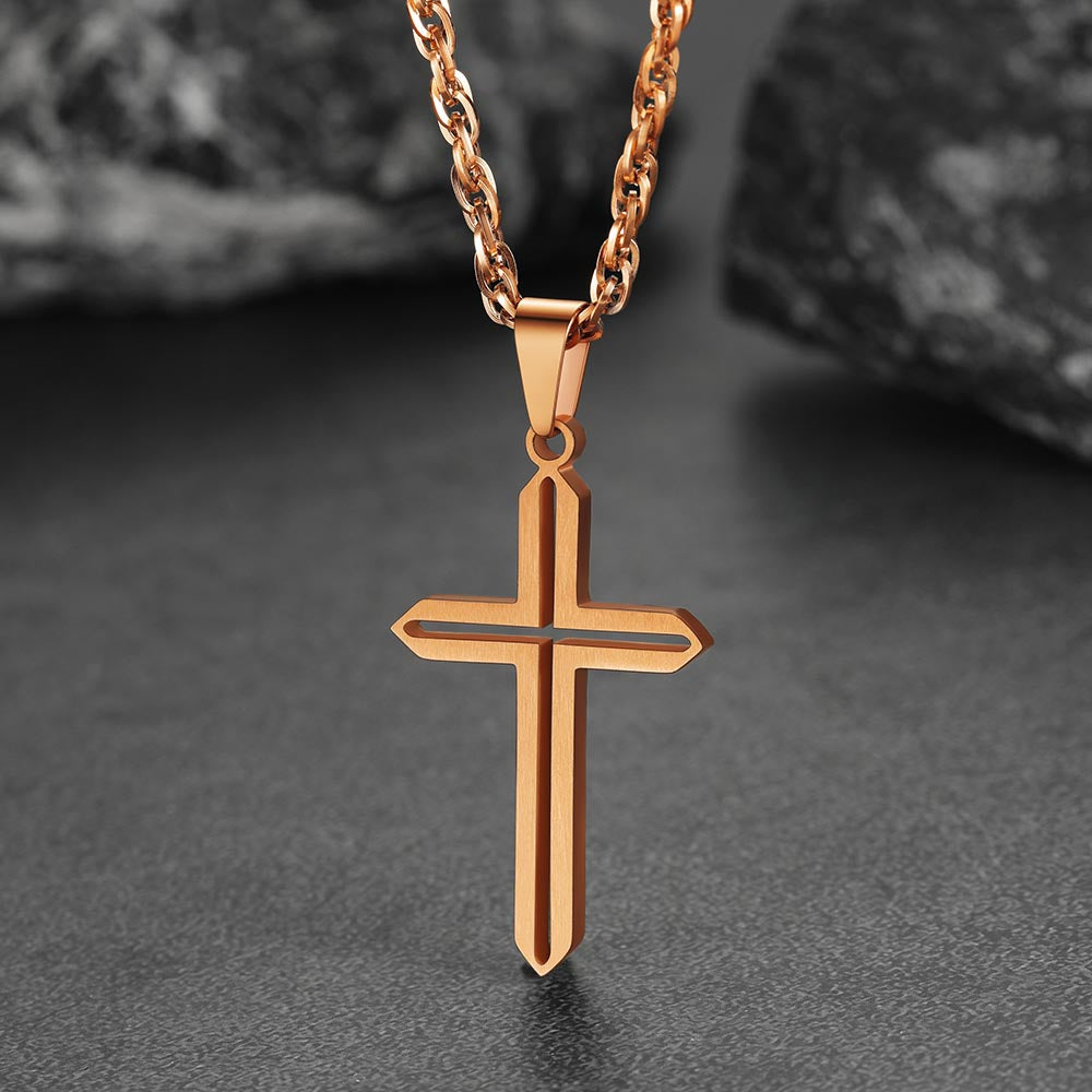 FaithHeart Minimalist Simple Cross Necklace For Men FaithHeart