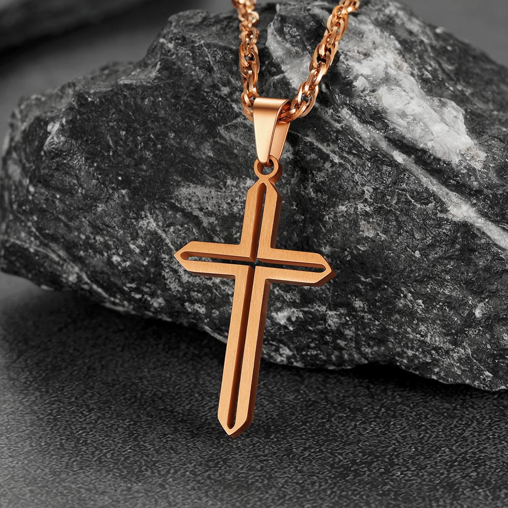FaithHeart Minimalist Simple Cross Necklace For Men FaithHeart