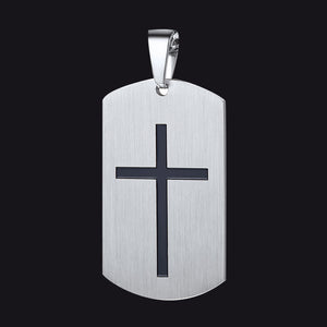 Joshua 1:9 Dog Tag Cross Pendant FaithHeart Jewelry