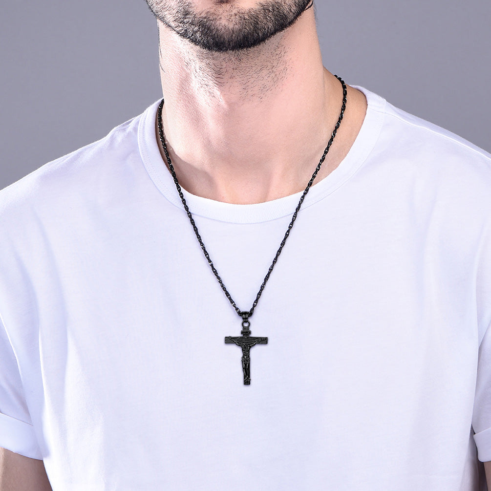 FaithHeart Catholic Cross Crucifix Necklace Jesus Pendant For Men/Women FaithHeart