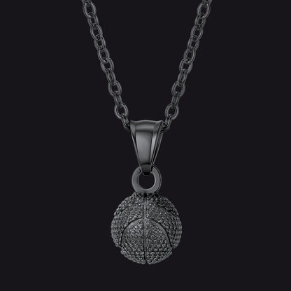 Black Basketball Necklace Sports Pendants for Men Ball Fans