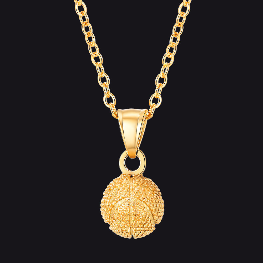 Gold Basketball Necklace Sports Pendants for Men Ball Fans