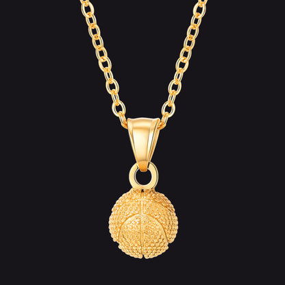 Gold Basketball Necklace Sports Pendants for Men Ball Fans
