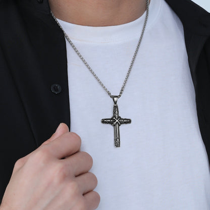 FaithHeart Christian Monkey King Stick Cross Necklace for Men FaithHeart