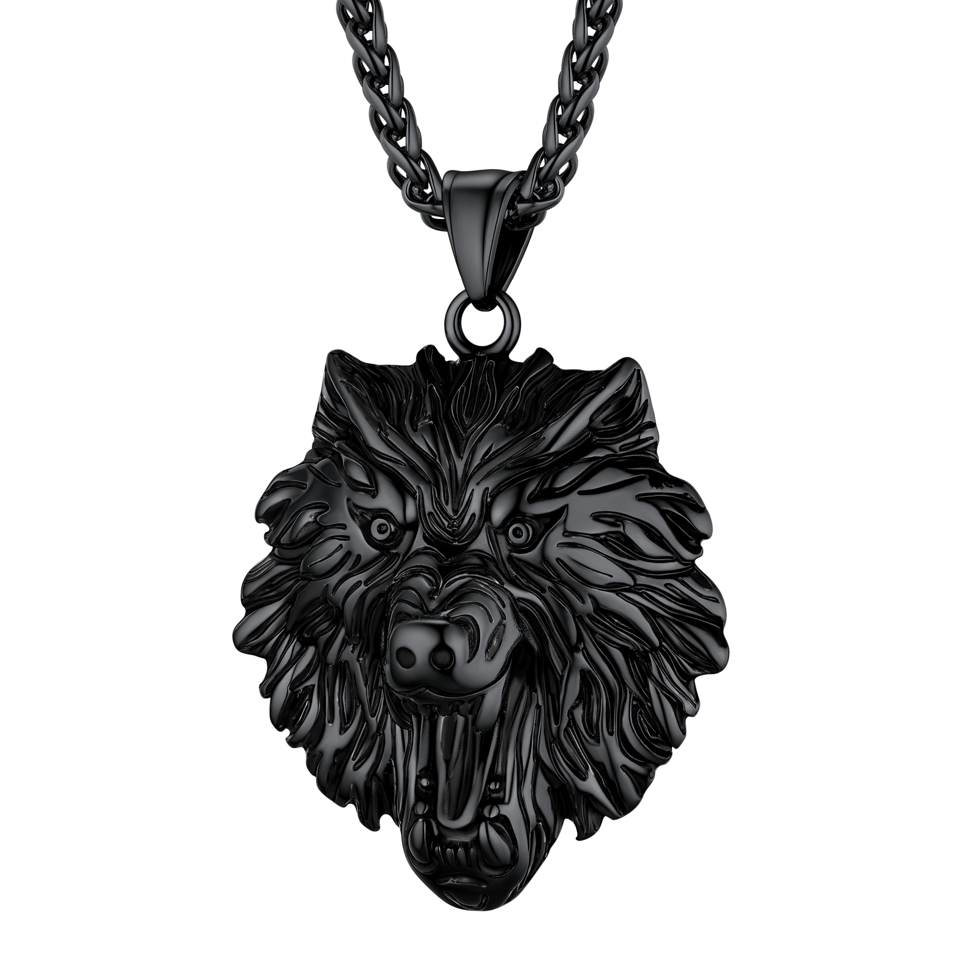 Stainless Steel Fierce Wolf Head Necklace for Man