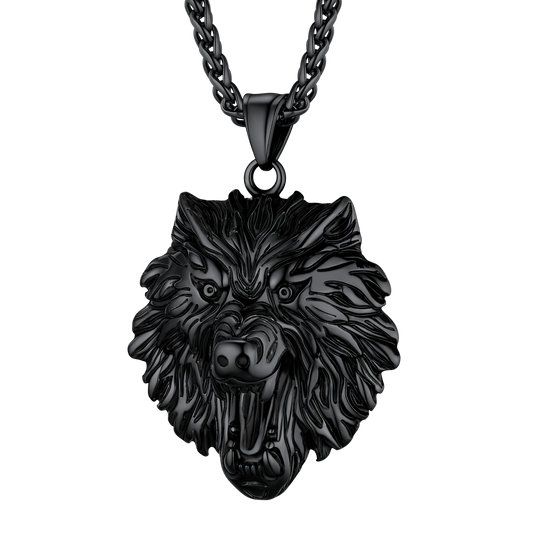 Stainless Steel Fierce Wolf Head Necklace for Manimg