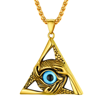 Vintage All-Seeing Eye Necklace Triangle Evil Eye Pendant