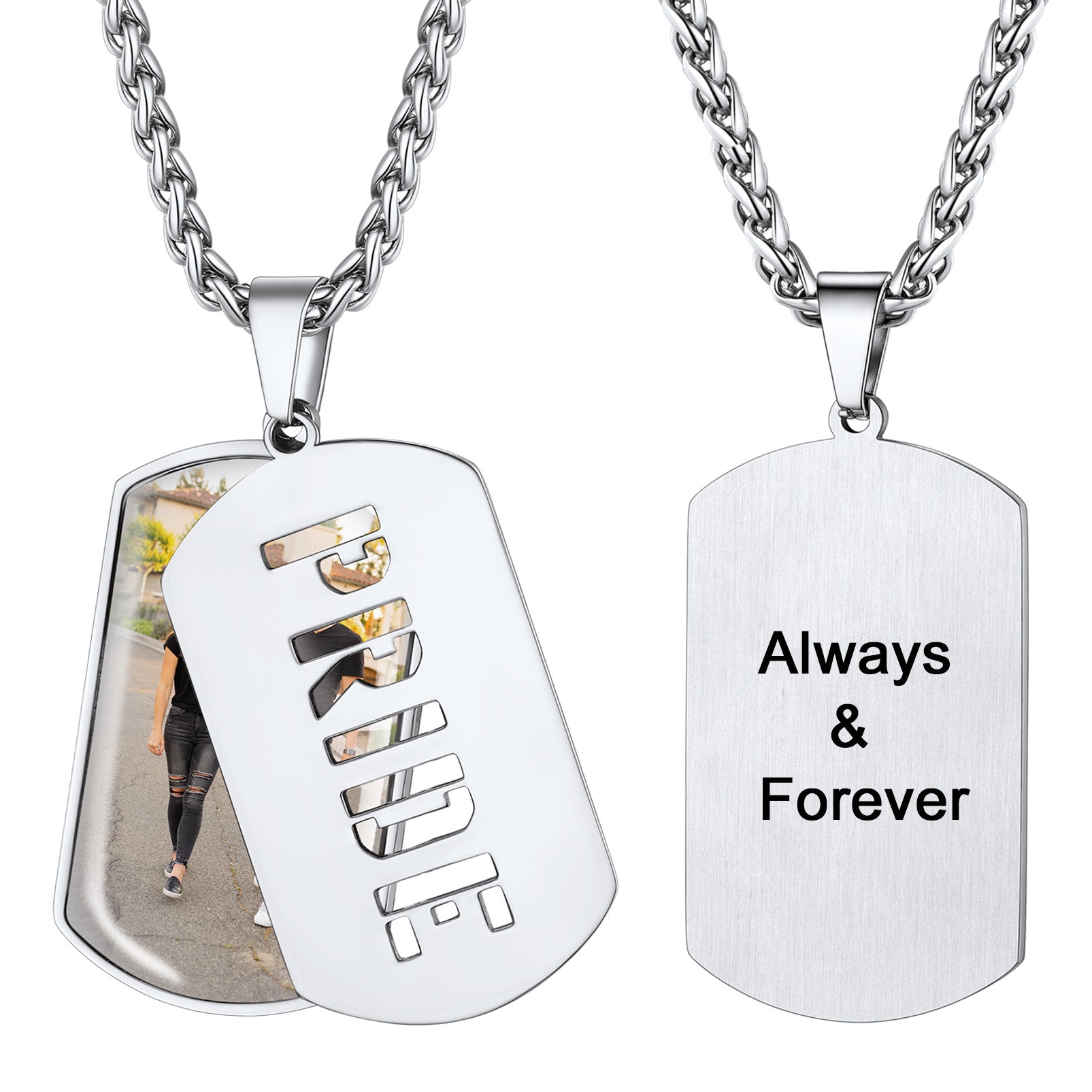 Customized Name Photo Dog Tag Memorial Necklace With Picture FaithHeart