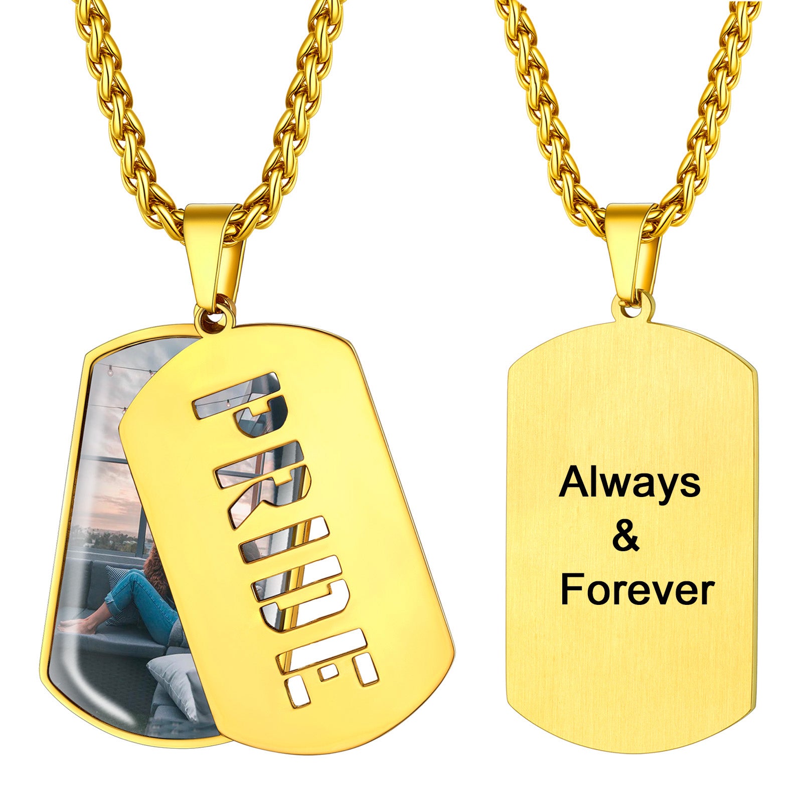 Customized Name Photo Dog Tag Memorial Necklace With Picture FaithHeart