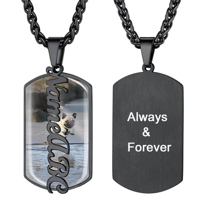 Customized Picture Dog Tags Necklace With Name for Men Women