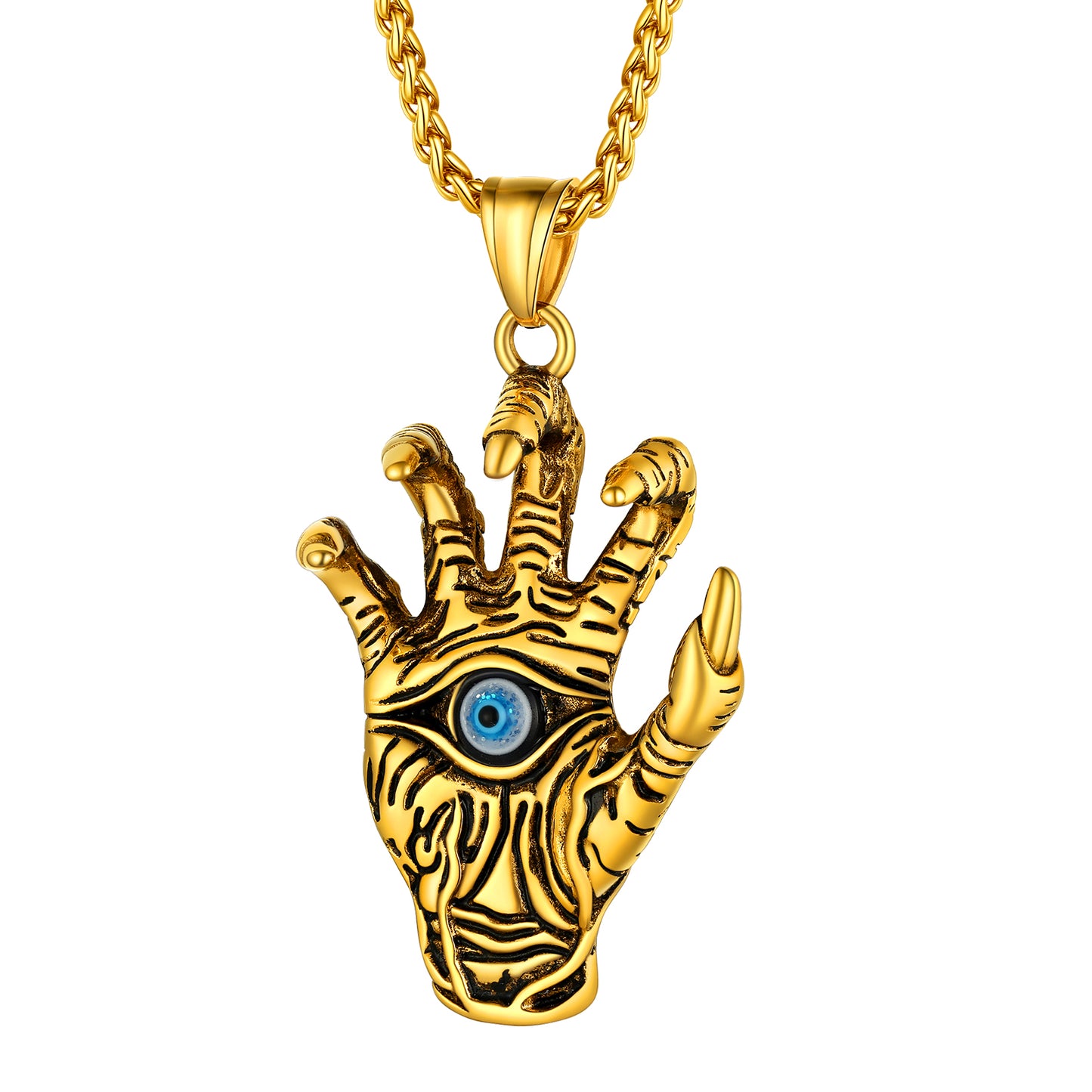 Dragon Claw Blue Evil Eye Pendant Necklace