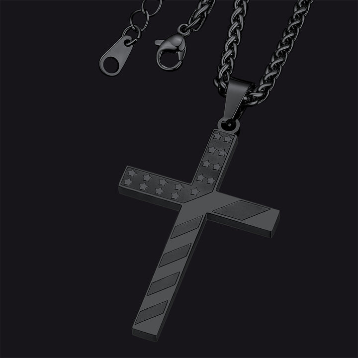 Example: Patriotic American Flag Cross Pendant Necklace