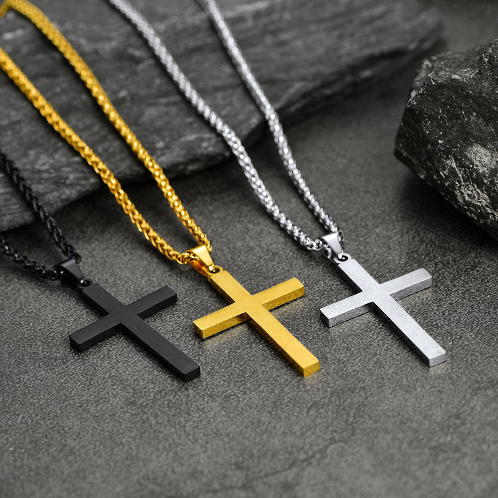 FaithHeart American Flag Patriotic Cross Pendant Necklace Religious Jewelry for Men FaithHeart