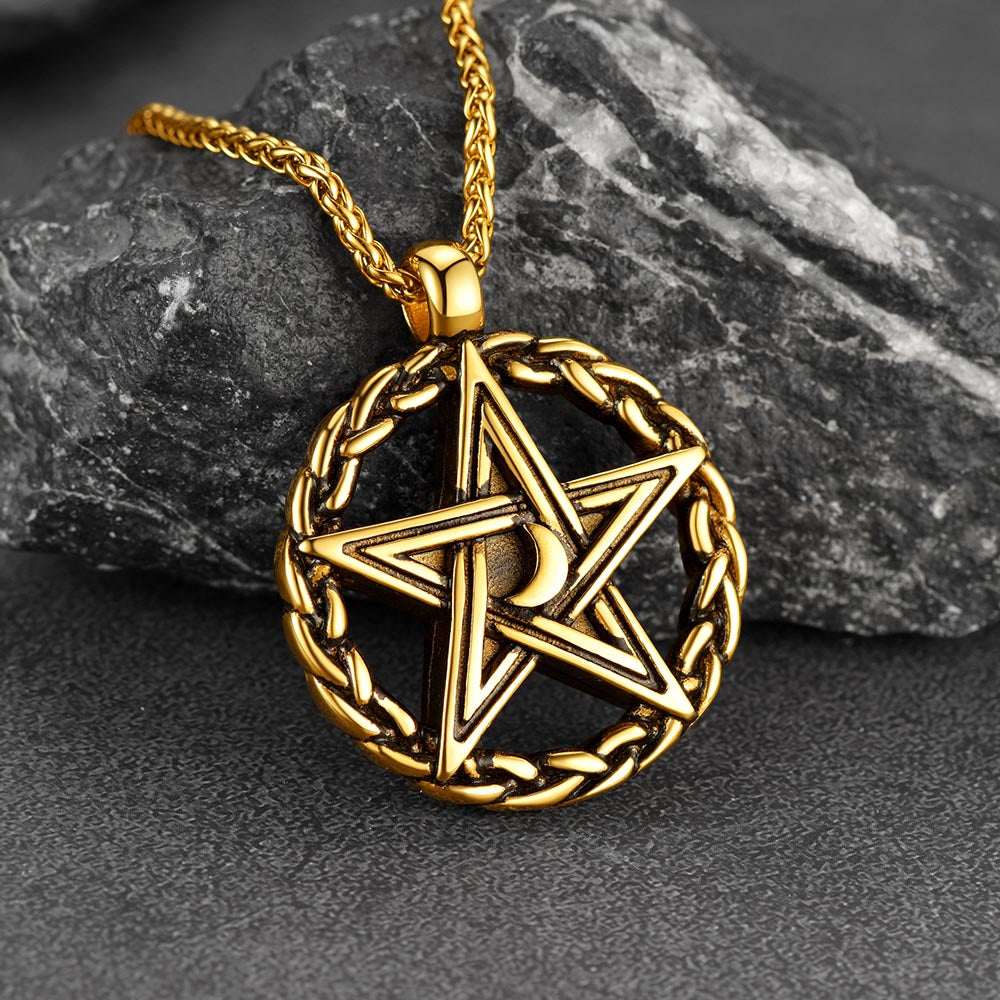 Pentagram Necklace | Men's Stainless Steel Pendant – FaithHeart