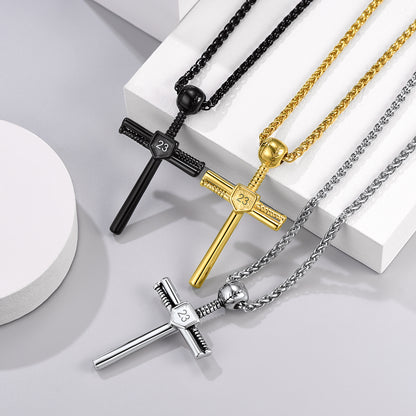 Baseball Cross Pendant Custom Sport Necklace