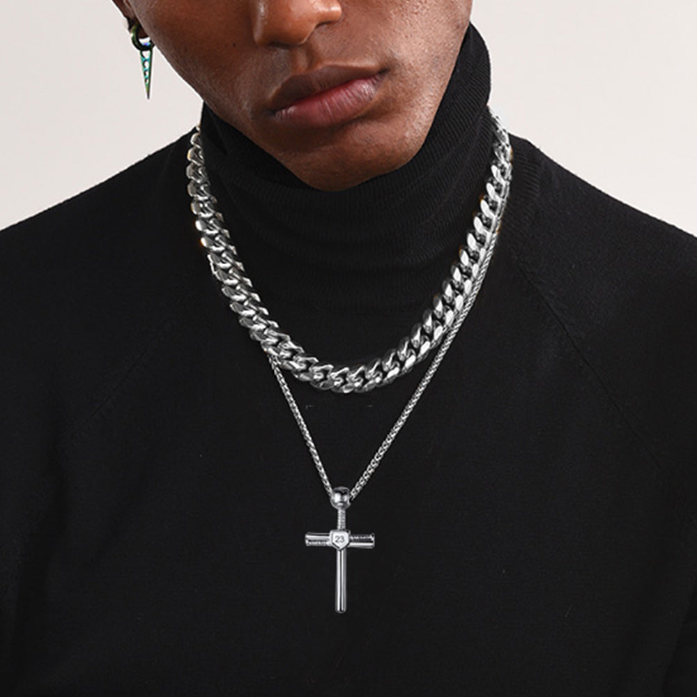 Baseball Cross Pendant Custom Sport Necklace
