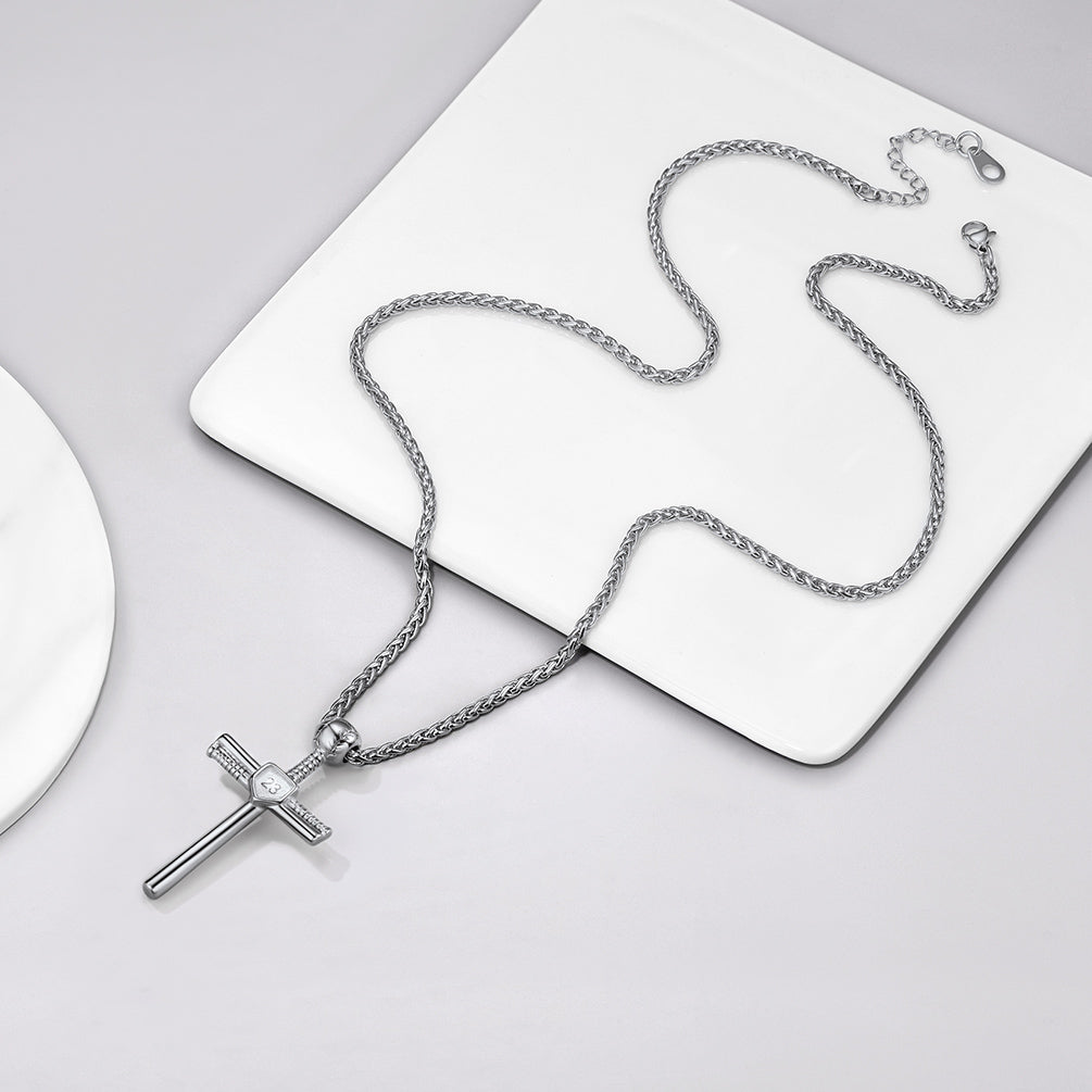 Baseball Cross Pendant Custom Sport Necklace