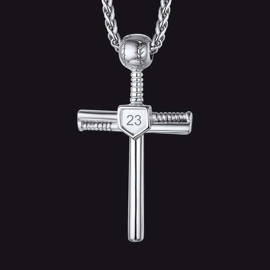 Silver Baseball Cross Pendant Custom Sport Necklaceimg