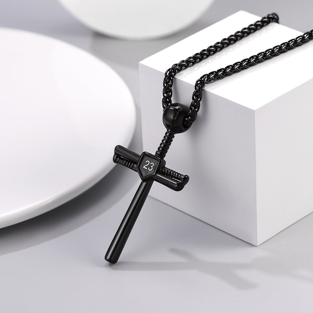 Baseball Cross Pendant Custom Sport Necklace