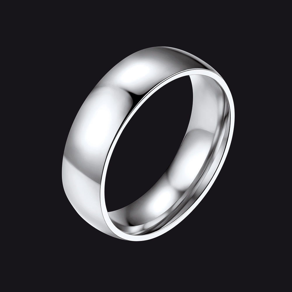 Silver / 12 6mm Minimalist Plain Band Ring for Men Women