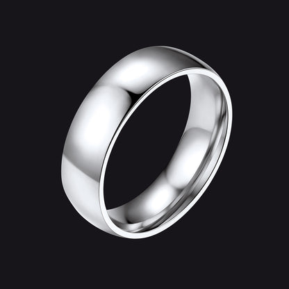 Silver / 12 6mm Minimalist Plain Band Ring for Men Women