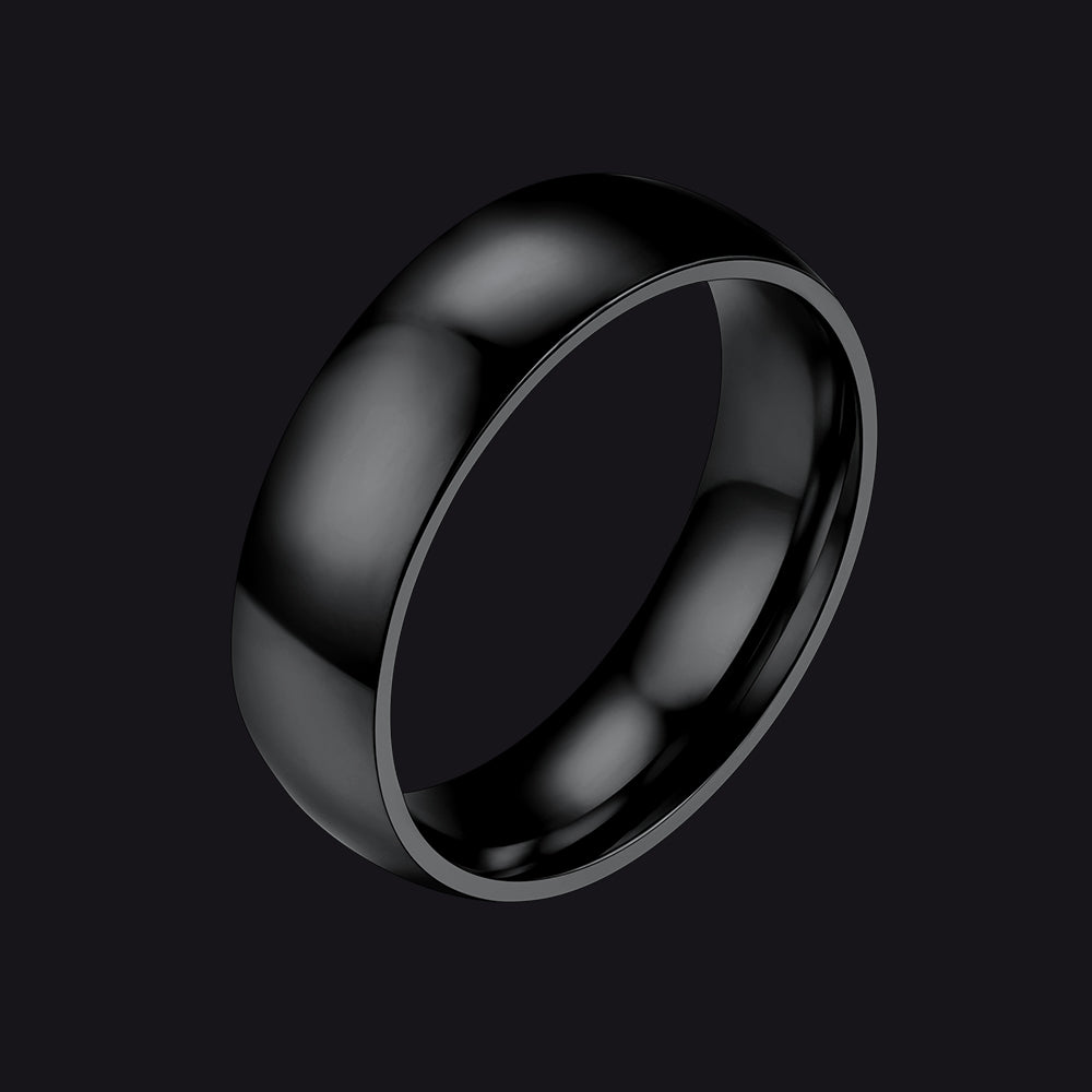 Black / 12 6mm Minimalist Plain Band Ring for Men Women