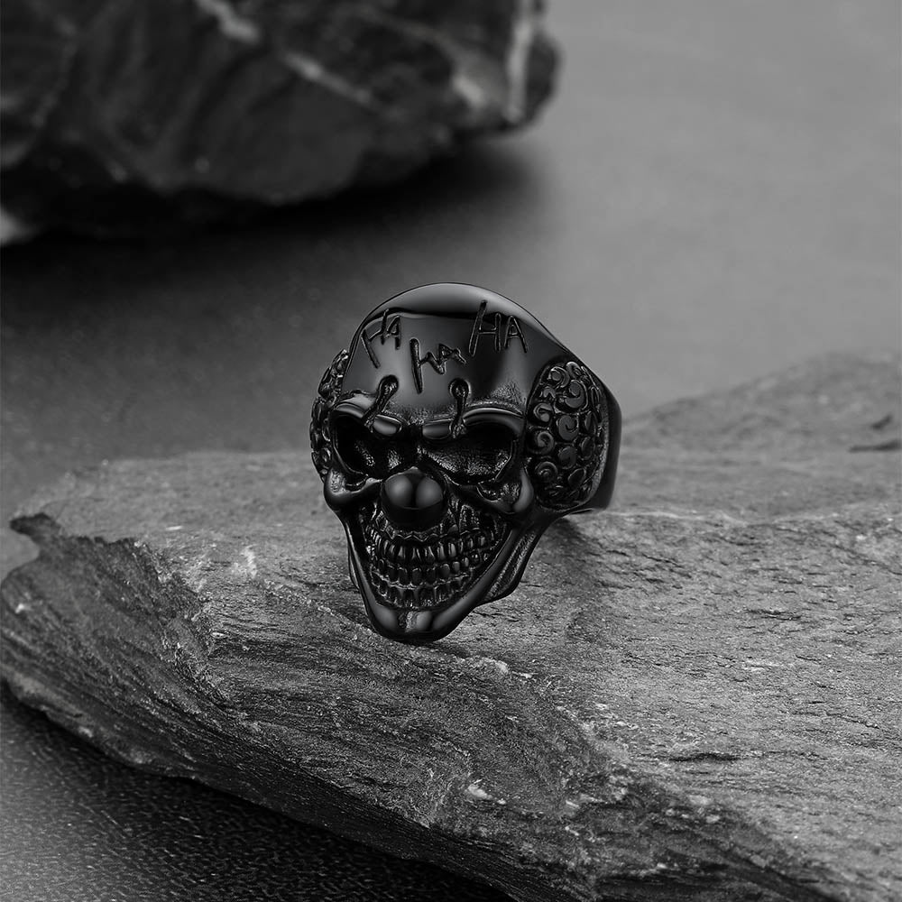 FaithHeart Gothic Joker Clown Skull Ring for Men FaithHeart