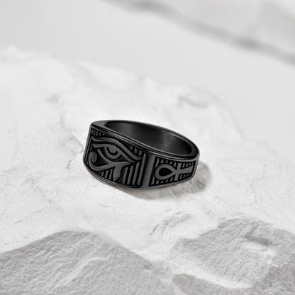 FaithHeart Egyptian Eye Of Horus Stainless Steel Ankh Ring FaithHeart Jewelry