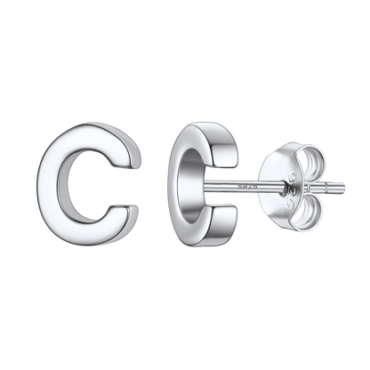 Sterling Silver Tiny Initial Letter Earrings Alphabet Studs for Women Girls Men