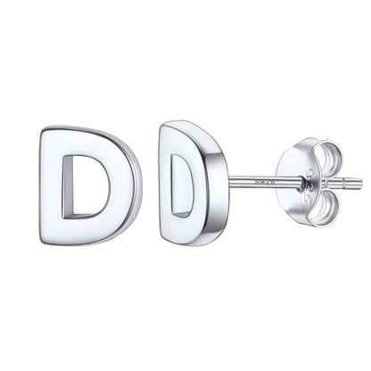Sterling Silver Tiny Initial Letter Earrings Alphabet Studs for Women Girls Men