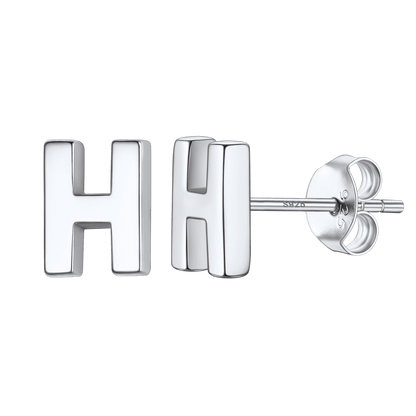 Sterling Silver Tiny Initial Letter Earrings Alphabet Studs for Women Girls Men