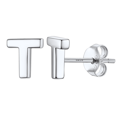Sterling Silver Tiny Initial Letter Earrings Alphabet Studs for Women Girls Men