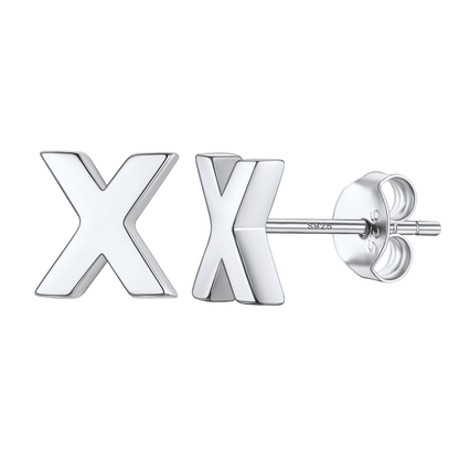 Sterling Silver Tiny Initial Letter Earrings Alphabet Studs for Women Girls Men